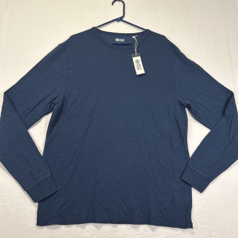 Alpine Design Mens XL Duofold Crew Shirt Mad Peak Long Sleeve Blue ADM24202 NWT